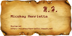 Micskey Henrietta névjegykártya